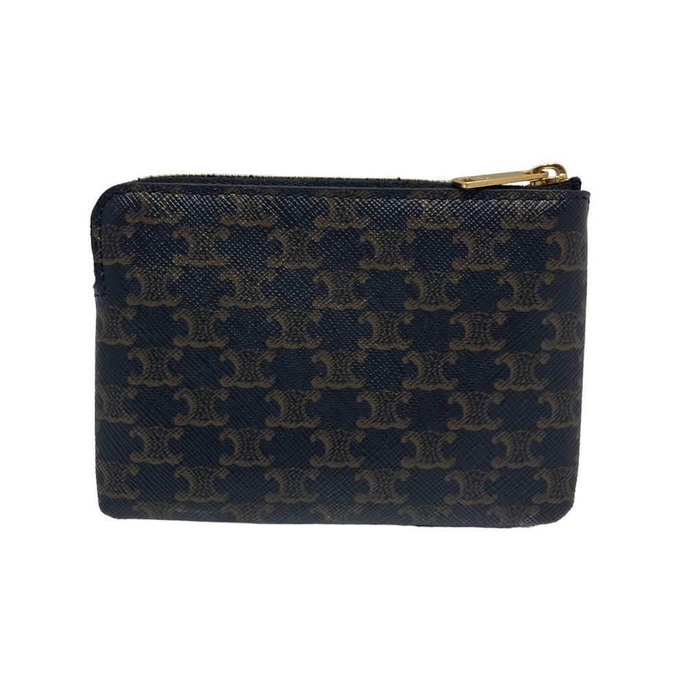 Celine Triomphe Pattern Coin Case Key Ring Brown - image 2